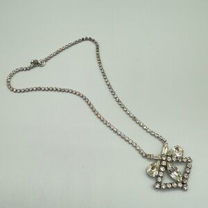 Rare 1940s Old Hollywood Vintage Rhinestone Necklace Signed Jayflex Sterling
